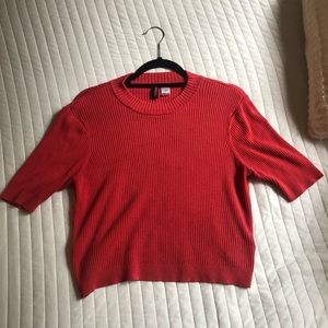 Red knitted top